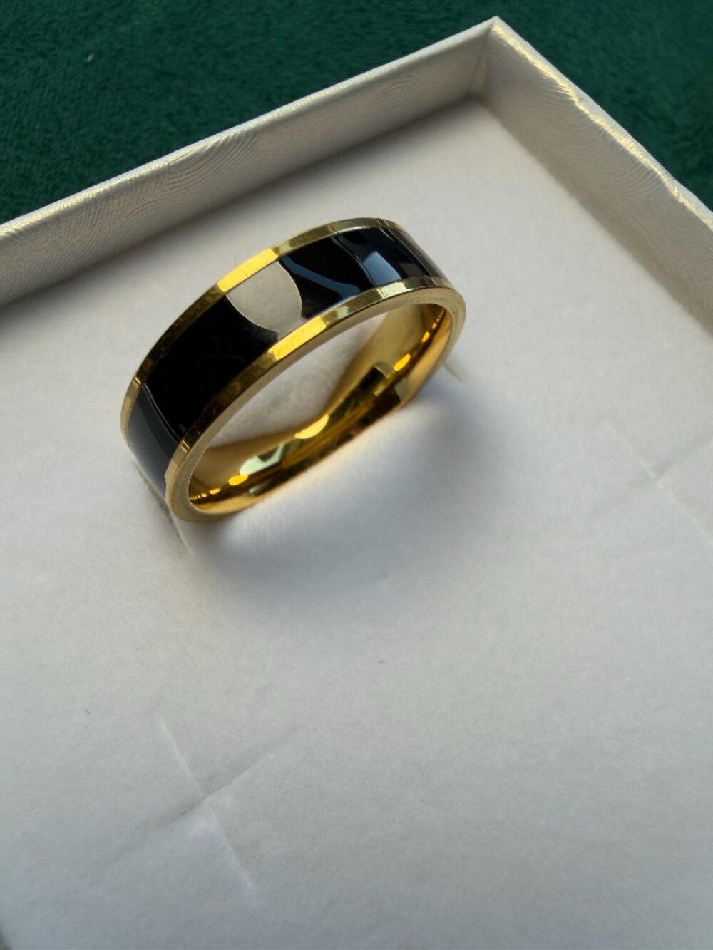 MEN's Stainless Steel Black Inlay Band Ring Size 11